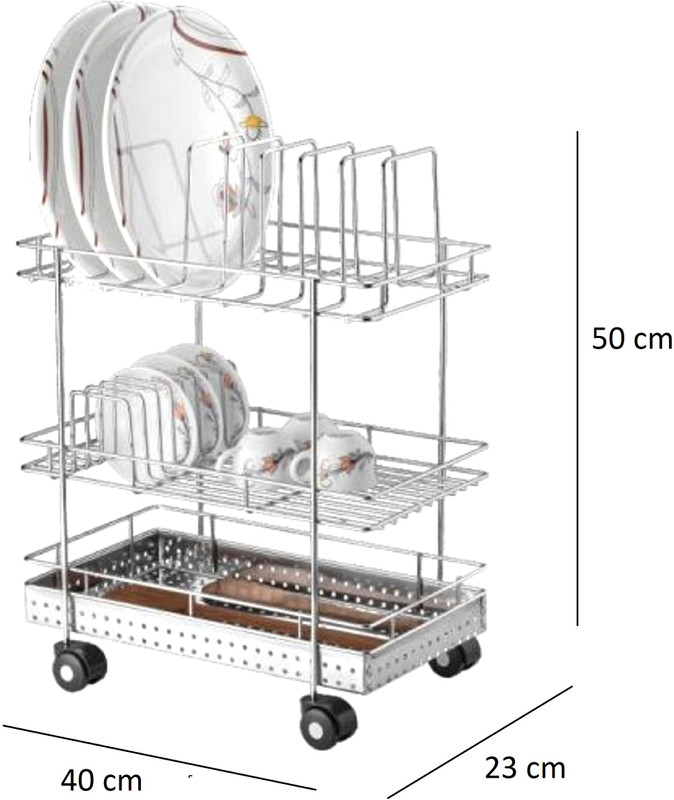 AMAZE ACTIONWARE 3 Layer - 4 Tier Kitchen trolley Steel Kitchen Trolley(Pre-assembled)