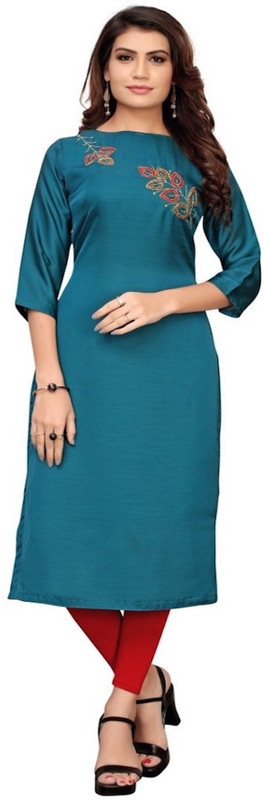 jambu creation Formal Embroidered Women Kurti(Blue)
