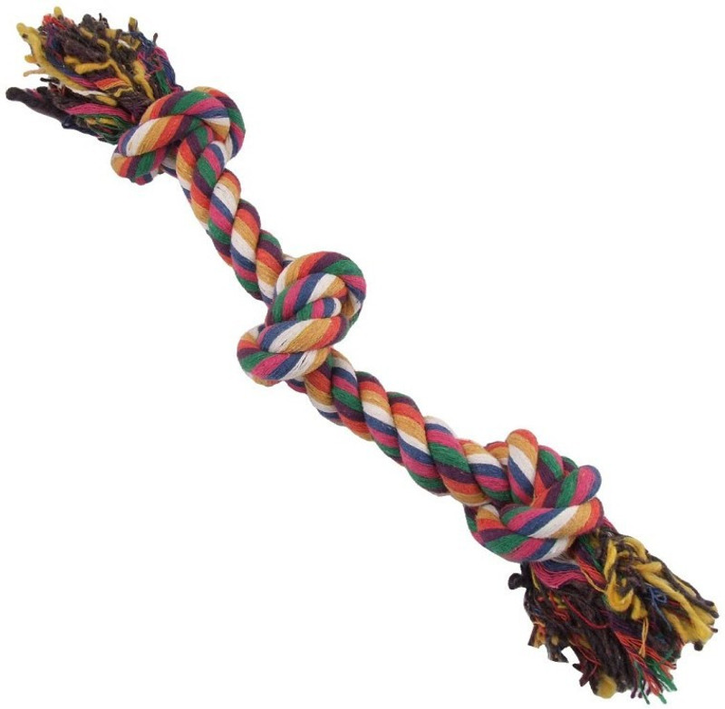 mosiko Cotton Rope Chew 2 Knots Toy for Dogs (Large, , ) Cotton Chew Toy For Dog Cotton Chew Toy, Tough Toy, Tug Toy, Plush Toy For Dog
