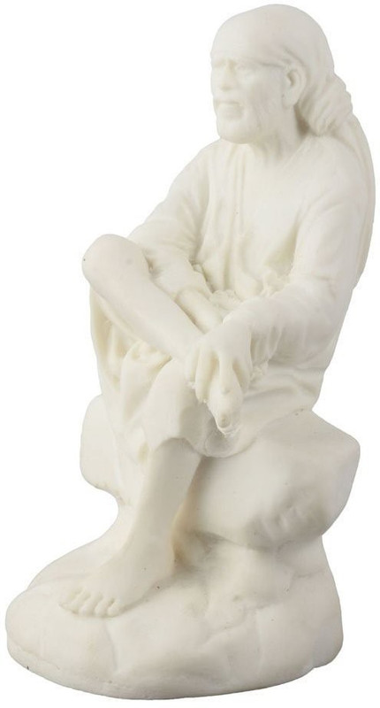krishnagallery1 Sai Baba Murti White Marble Finish Statue Sai Baba Idol, Sai statue, Love Couple (Home Temple Poojan Use, Office Temple Use, Gifted pooja Item statue) Decorative Showpiece  -  9 cm(Marble, White)