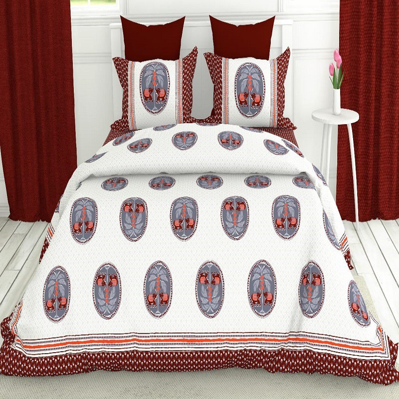 aakarsh international 110 TC Cotton Double King Printed Bedsheet(Pack of 1, Multicolor)