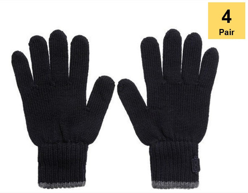 SS & WW 60 Gram Cotton Knitted (4 Pairs) Black Nylon  Safety Gloves(8)