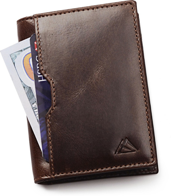 hiera Men Brown Genuine Leather Wallet(5 Card Slots)