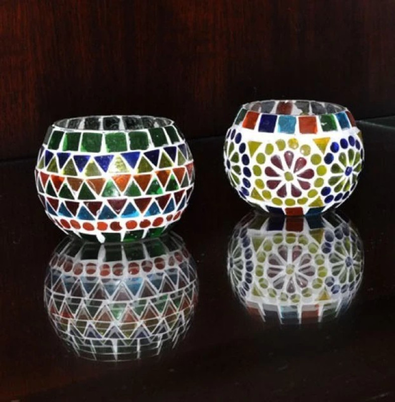 daily deals tea light candel holder 1001 Ceramic 2 - Cup Tealight Holder Set(Multicolor, Pack of 2)