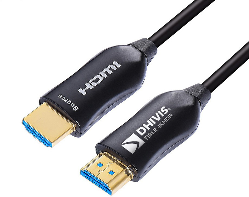 dhivis Fiber Optical HDMI 2.0a – 15 Meters –18Gbps- 4K 60hz YUV 4:4:4, HDR 10 Pro 15 m HDMI Cable(Compatible with 4K Projector, Blueray Players, AV Receivers, Black, One Cable)