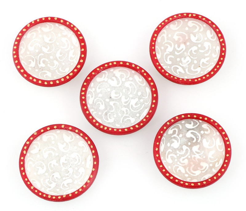 mystigo Mystigo Red White Acrylic Inlay Painting Work 5 Handmade Marble Diya / Katori Deepak Set . Combo of 5 Marble Diyas. Perfect Festive Gift, Giveaway, Home Decor, House Decoration (5 Pcs, Multi-colour) Stoneware (Pack of 4) Table Diya Set(Height: 1.15 inch)