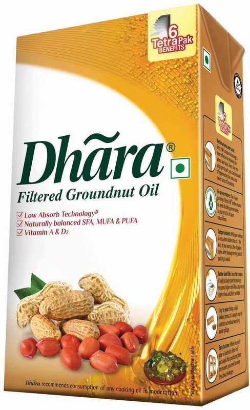 dhara FILTERED GROUNDNUT OIL TETRA PACK 1 LITRE Groundnut Oil Tetrapack(1 L)