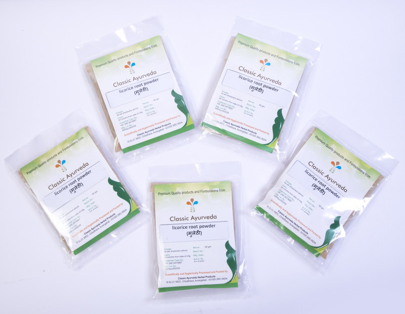 classic ayurveda Mulethi powder pack of 5 ( 50*5=250gms )(50 g)
