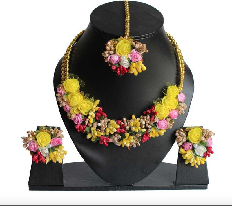 paribhasha Fabric, Paper Jewel Set(Yellow, Gold)
