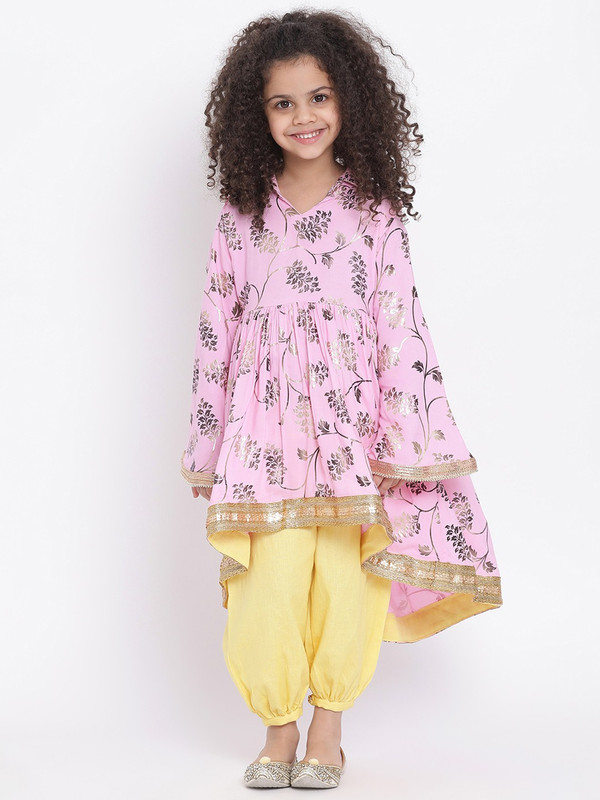 wondermom Girls Festive & Party Kurta and Pyjama Set(Multicolor Pack of 1)