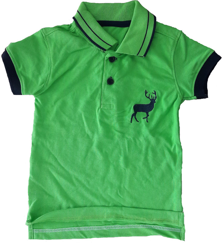springs Boys Embroidered Pure Cotton T Shirt(Green, Pack of 1)