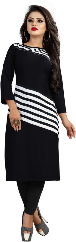 jay mogal enterprise Formal Solid Women Kurti(Black)
