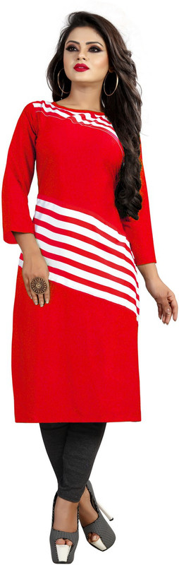 jay mogal enterprise Formal Solid Women Kurti(Red)