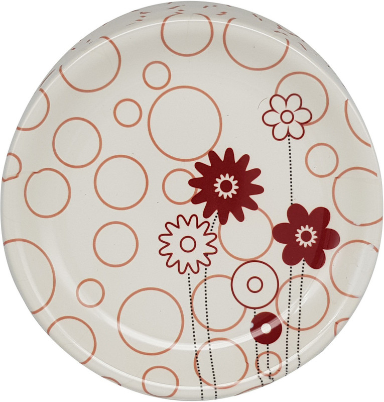 korona Round Half Plate Set, Melamine Plate, Red Flower, 7.5 Inch Half Plate(6 Units)