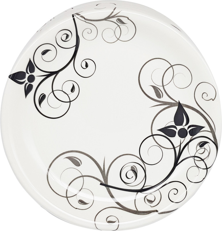 korona Round Half Plate Set, Melamine Plate, Blossom Black, 7.5 Inch Half Plate(6 Units)