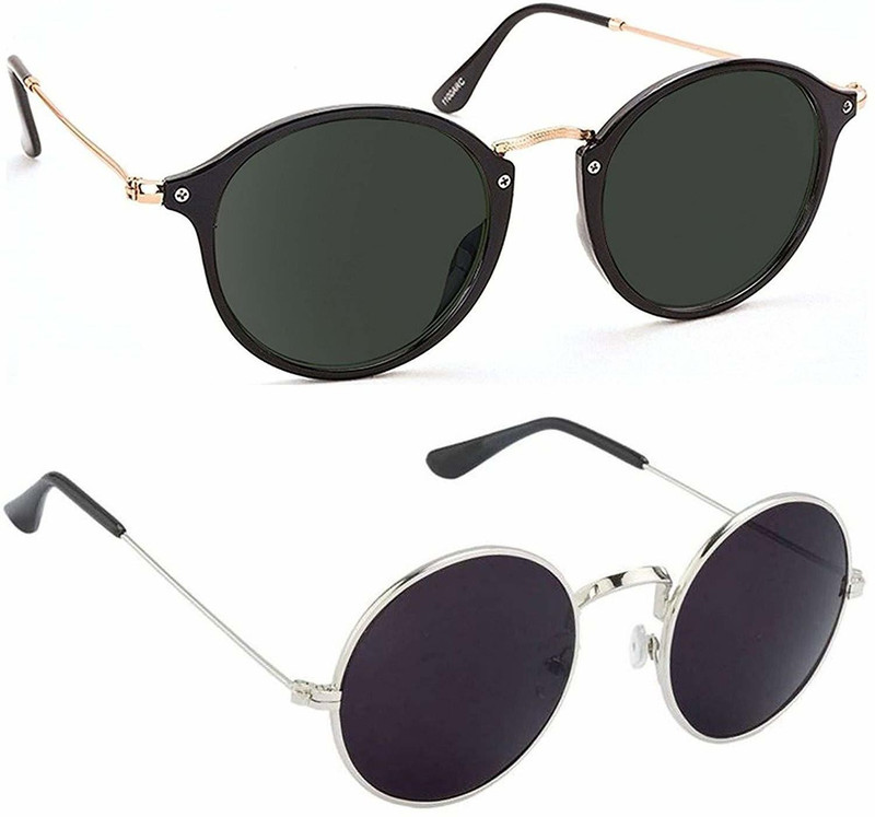 jazz style Wayfarer, Round Sunglasses(Black, Black)