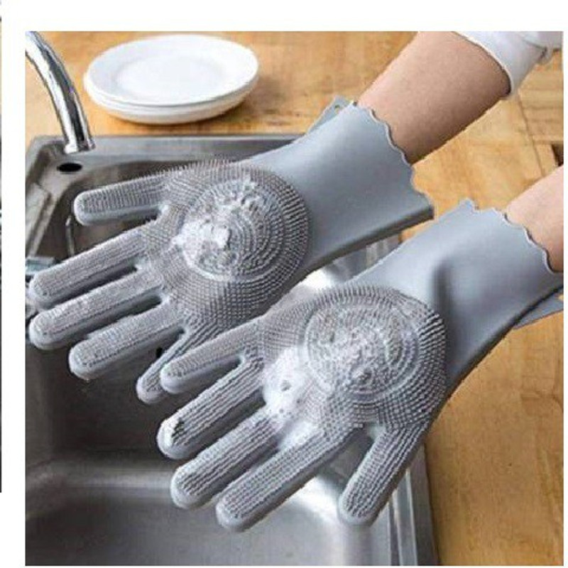 shopdrop enterprise Safety Wash Scrubber Resistant Kitchen Gloves for Dish washing Wet and Dry Glove Set(Free Size Pack of 2)