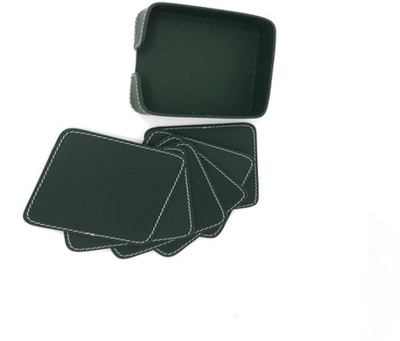 deby studio Square Leather Coaster Set(Pack of 6)