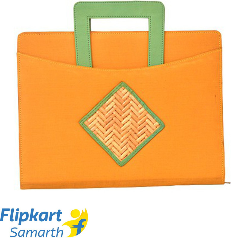 jharcraft Fabric with Bamboo Design File Folder(Set Of 1, Orange, Green)