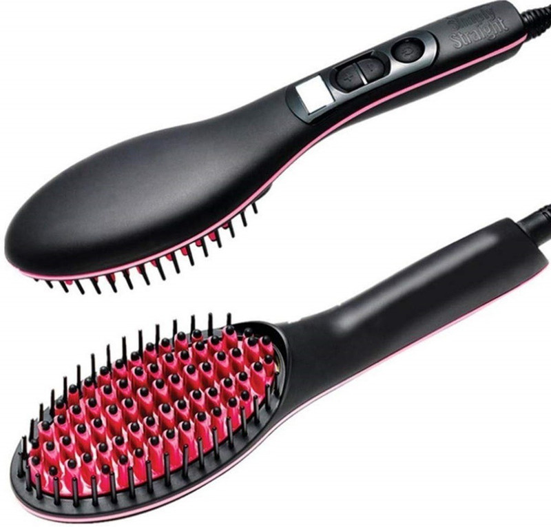 manarth enterpris Simply Hair Straightening Brush, Curler and Styler with Temperature with LCD Screen - Black