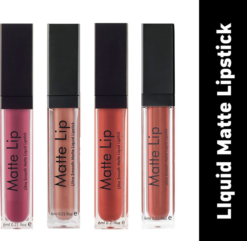 estrelo Combo set 4 Liquid Matte Lipstick(Natural-Tone,Mauve-Taupe,Cookie,Angle-Bless, 24 ml)