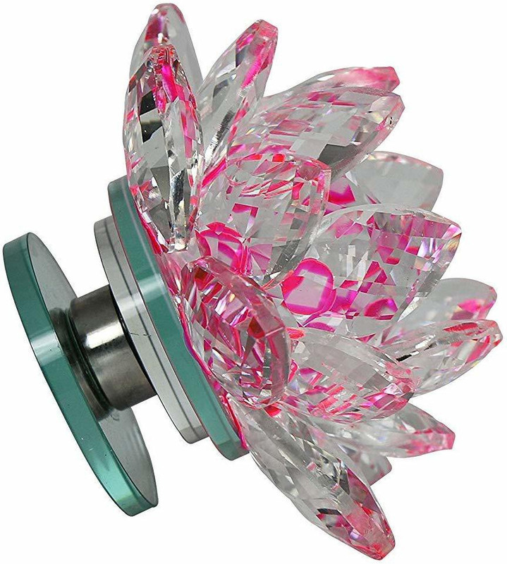 stupefying Crystal Lotus shape Decorative Showpiece  -  7 cm(Glass, Multicolor)