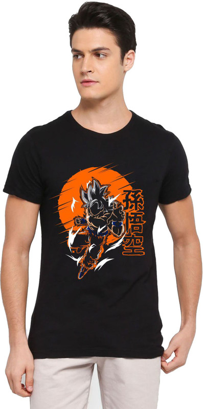 9tails Printed Men Round Neck Black T-Shirt