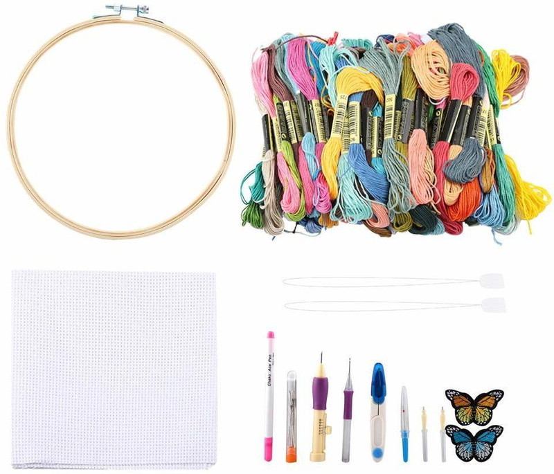 kids world Crafts Colorful Threads Embroidery Pen Punch Needle Kit