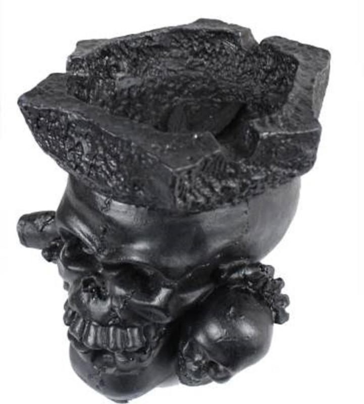 jaienterprises resin material skull ashtray Black Polyresin Ashtray(Pack of 1)