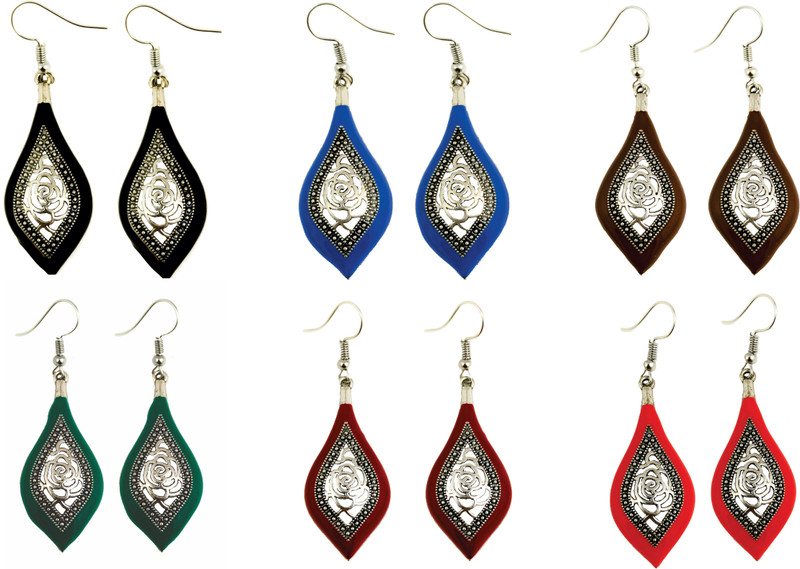 shivay creative arts Latest Fancy Fashion Jewellery Multi-Color Silver Earrings Metal Drops & Danglers