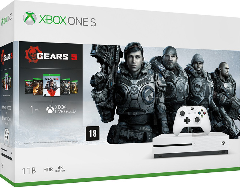 Microsoft Xbox One S 1 TB with Gears of War 5 , Gears of War Ultimate Edition: Gears of War 2, Gears of War 3 , Gears of War 4 , (White)(White)