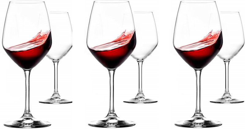 korona Red or White Wine Glass Set, Transparent Glass Glass Set(Glass, 360 ml, Clear, Pack of 6)