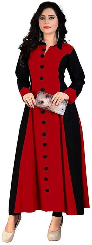 bathani fashion Festive & Party Solid Women Kurti(Red)
