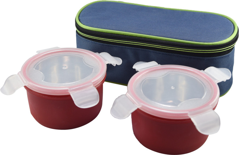 3mads Microwave Safe Inner Stainless Steel Lunch Box with Bag 2 Containers Lunch Box(700 ml)