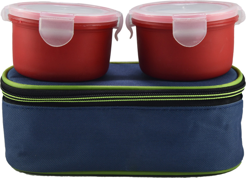 3mads Red Tiffin box set of 2 container 1 bag 2 Containers Lunch Box(700 ml)