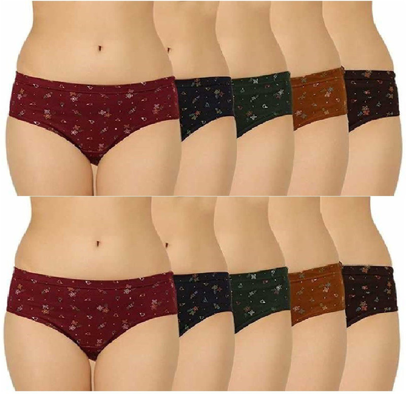 fasla Women Hipster Multicolor Panty(Pack of 10)