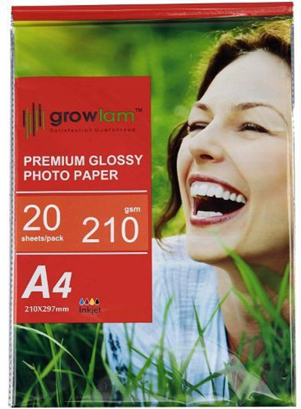 Growlam Super Series Unruled A4 Quick Drying, Excellent Absorption 210 gsm Photo Paper(Set of 1, White)