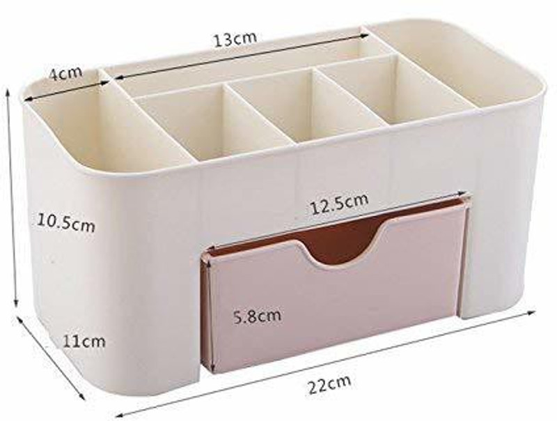 vyog Plastic Cosmetic Storage Box Desk makeup organiser with drawer and compartment design, which could hold different items at the same time, Storage box has multiple uses and therefore can be used in dressing room, bathroom, study room, office, toilet, living room, bedroom bedside table and other 