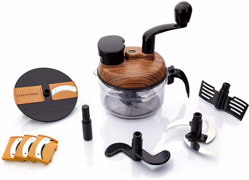 flyfot Kreative India Plastic 7 in 1 Turbo Food Processor, Atta Maker, Chopper, Chipser, Slicer, Shredder with Vacuum for Kitchen (Brown Colour) Vegetable Grater & Slicer(1 chopper)