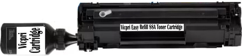 vicpri Easy Refill 88A, CC388A Toner Cartridge for Laserjet P1007, P1106, P1108, P1008, M1213nf MFP, M1136 MFP, M126nw MFP, M1218nfs, M128fw MFP, M128fn MFP, M226DW and M226DN (88A Easy Refill + 1 Bottle 88A Powder) Single Color Ink Toner(Black)