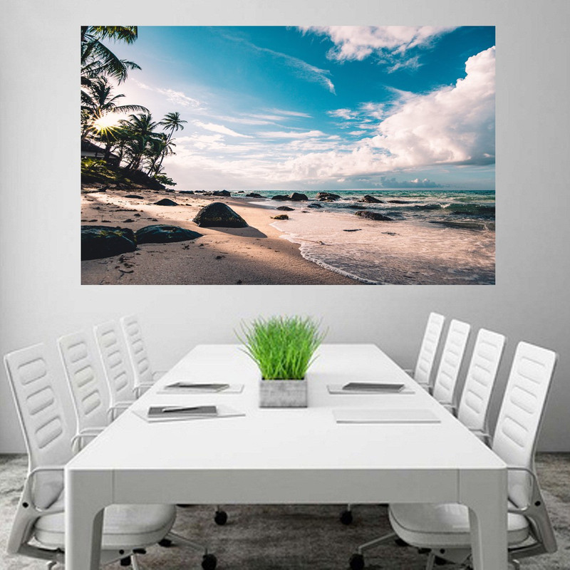 Beach Clouds Daytime Wallpaper Poster No Framed Large Painting On Canvas Wall Art Picture for Home Decoration Wall Decor Poster Paper Print(24 inch X 48 inch)
