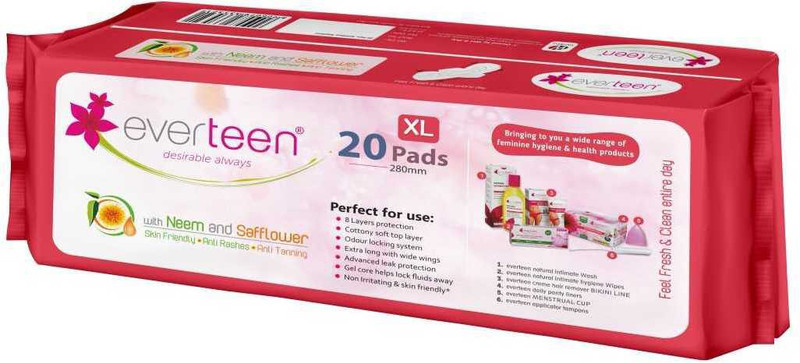 everteen XL Cottony-Soft Sanitary Pads (Neem, Safflower) 20pcs Sanitary Pad