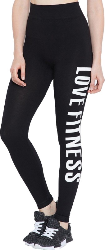 Icable Printed Women Black Tights