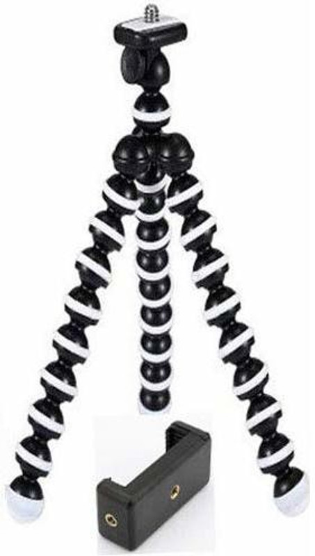 Aneeh Gorilla Tripod/Mini Tripod 13 inch Flexible Gorilla Stand for DSLR & Action Cameras for Mobile Phone with Phone Mount & monopod (Black, White, Supports Up to 2000 g) Monopod, Tripod Kit, Tripod Ball Head, Monopod Kit, Tripod(Black, Supports Up to 2000 g)