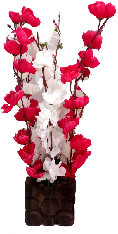 kaykon Beautiful Artificial Flower Pot Orchid Plant For Home Decoration Red, White Orchids Artificial Flower  with Pot(17 inch, Pack of 1)