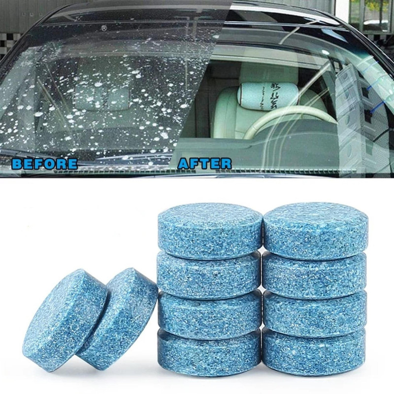 HSR 10PCS/1Set Car Car Glass Cleaner Wiper Detergent Effervescent Tablets Washer Auto Windshield Cleaner Glass Tablet Concentrate Vehicle Glass Cleaner(10 g)