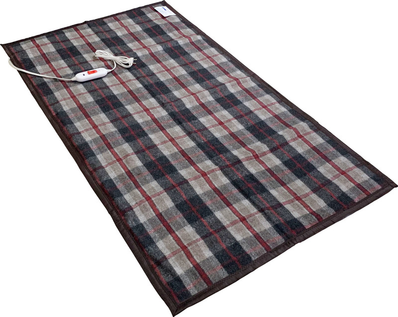 warmzzz Checkered Single Electric Blanket(Woollen Blend, Grey)
