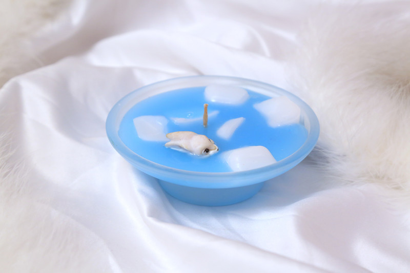 soch candle round blue panda Candle(Blue, Pack of 1)