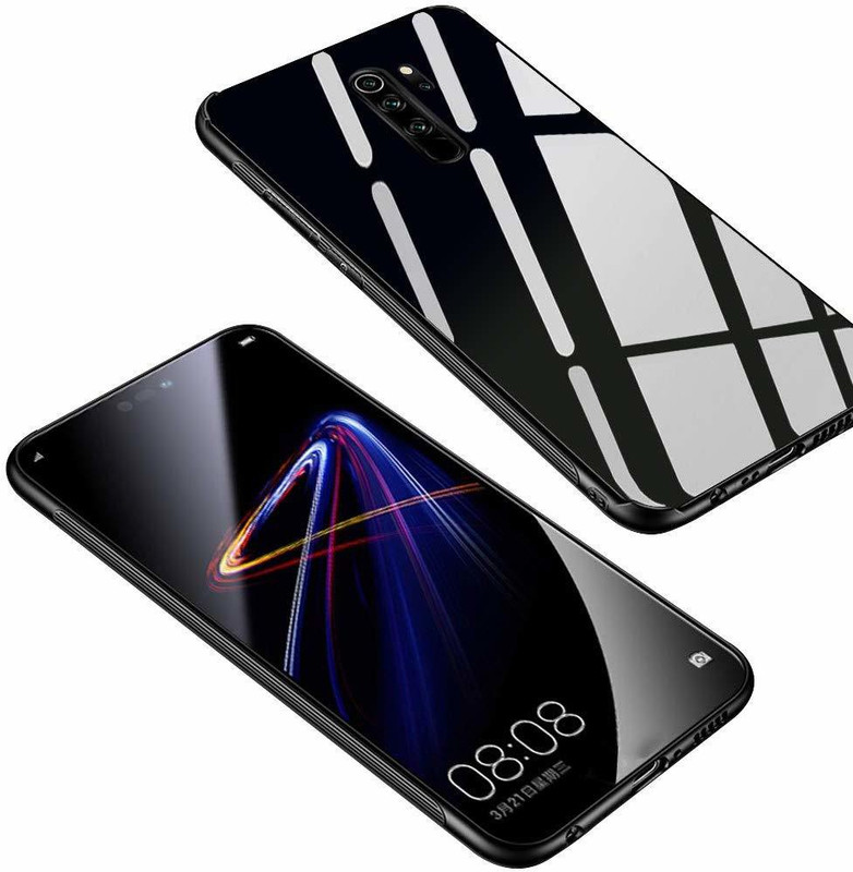 mhub Back Cover for Mi Redmi Note 8 Pro(Glass Black, Dual Protection)