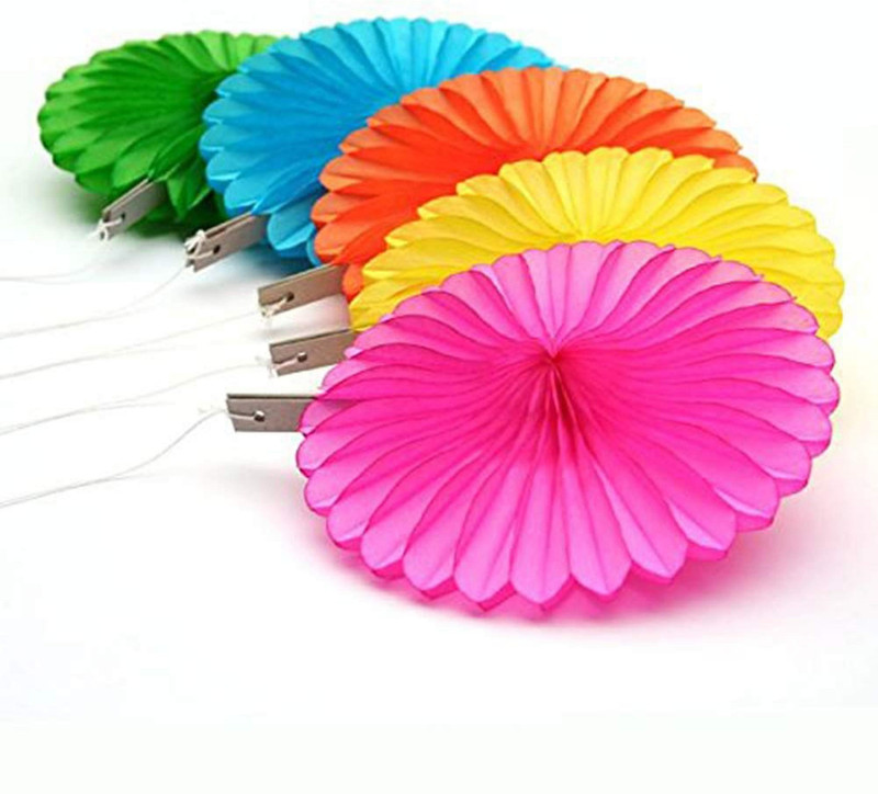 sadhsvi Multicolor Party Decoration Paper Fan Set - 90 g